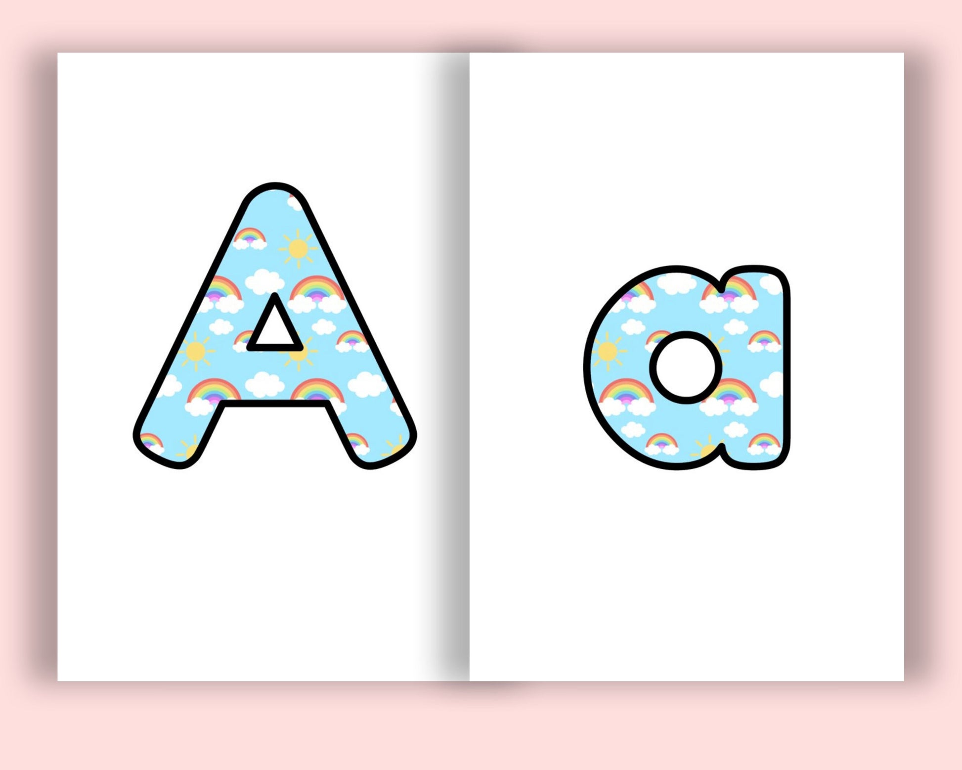 Rainbow | printable display | bulletin | letters numbers symbols | classroom | print and cut
