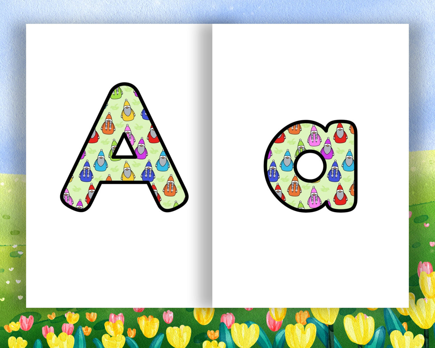 Spring Gonk Gnome | printable display | bulletin | letters numbers symbols | classroom | print and cut