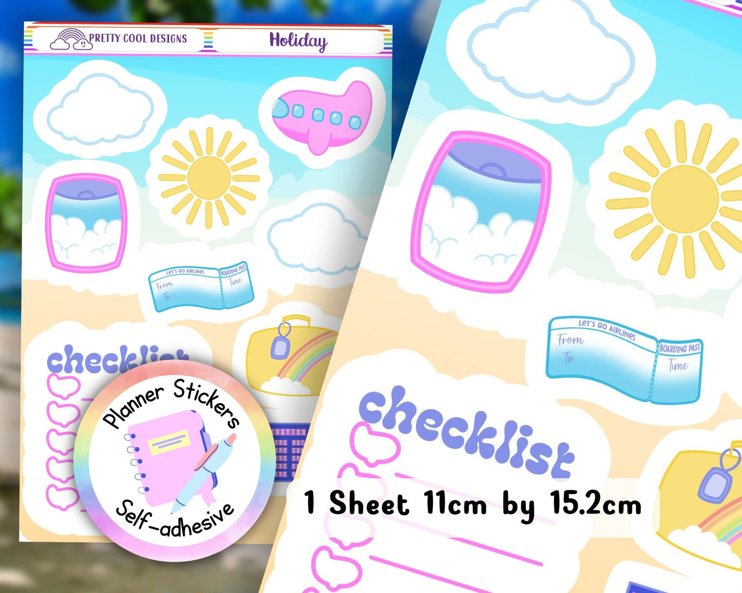 Summer Holiday Planner Stickers | Travel Theme (1 Sheet)
