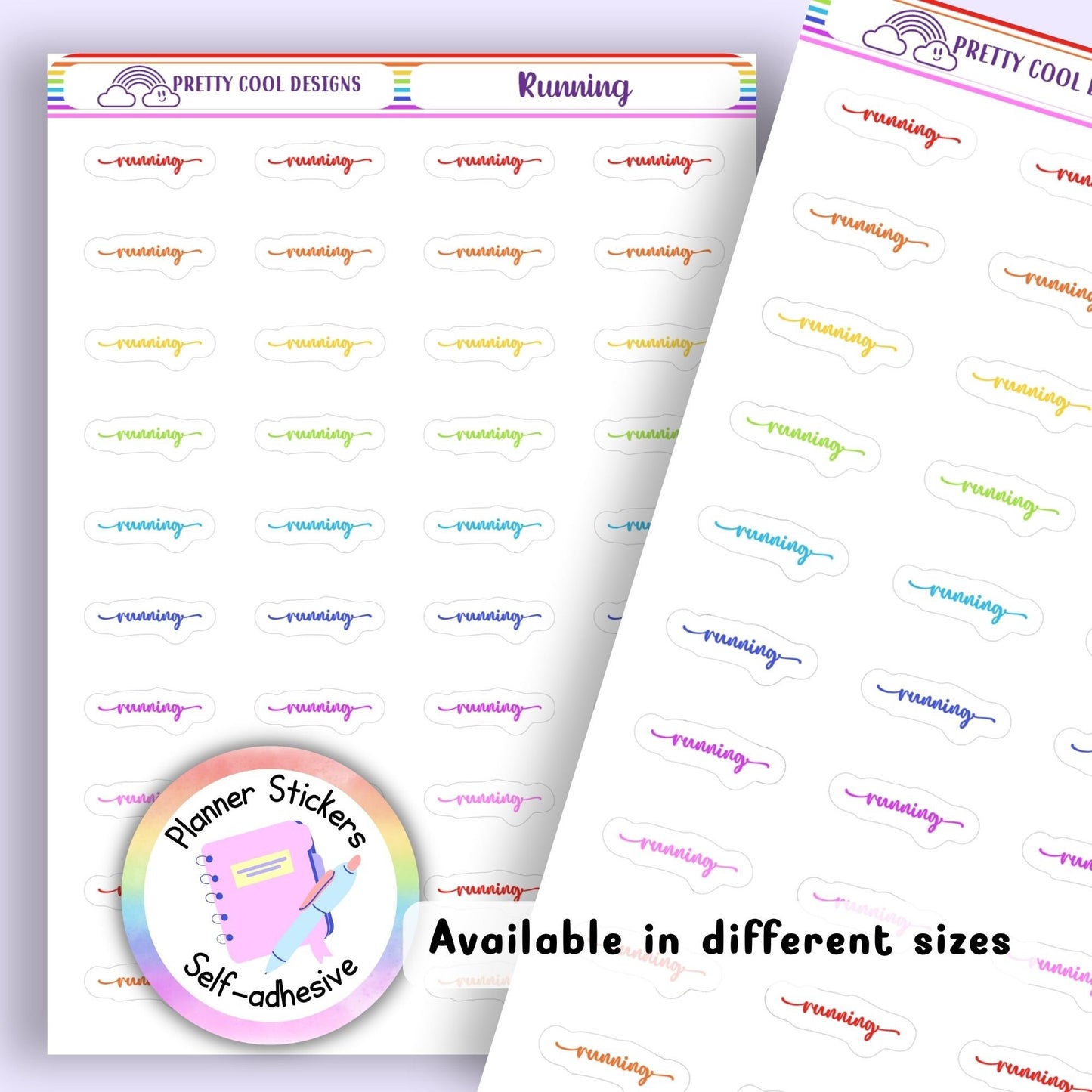 Rainbow Running Planner Stickers UK | Student | Teacher | Nurse | One Sticker Sheet