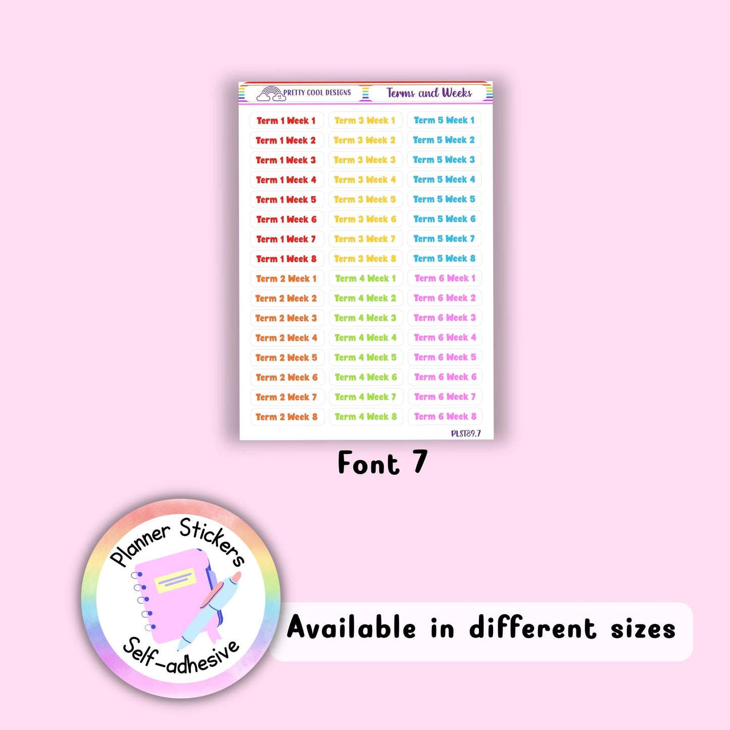 Rainbow Teacher Planner Stickers: Term & Week Labels (1 Sheet)