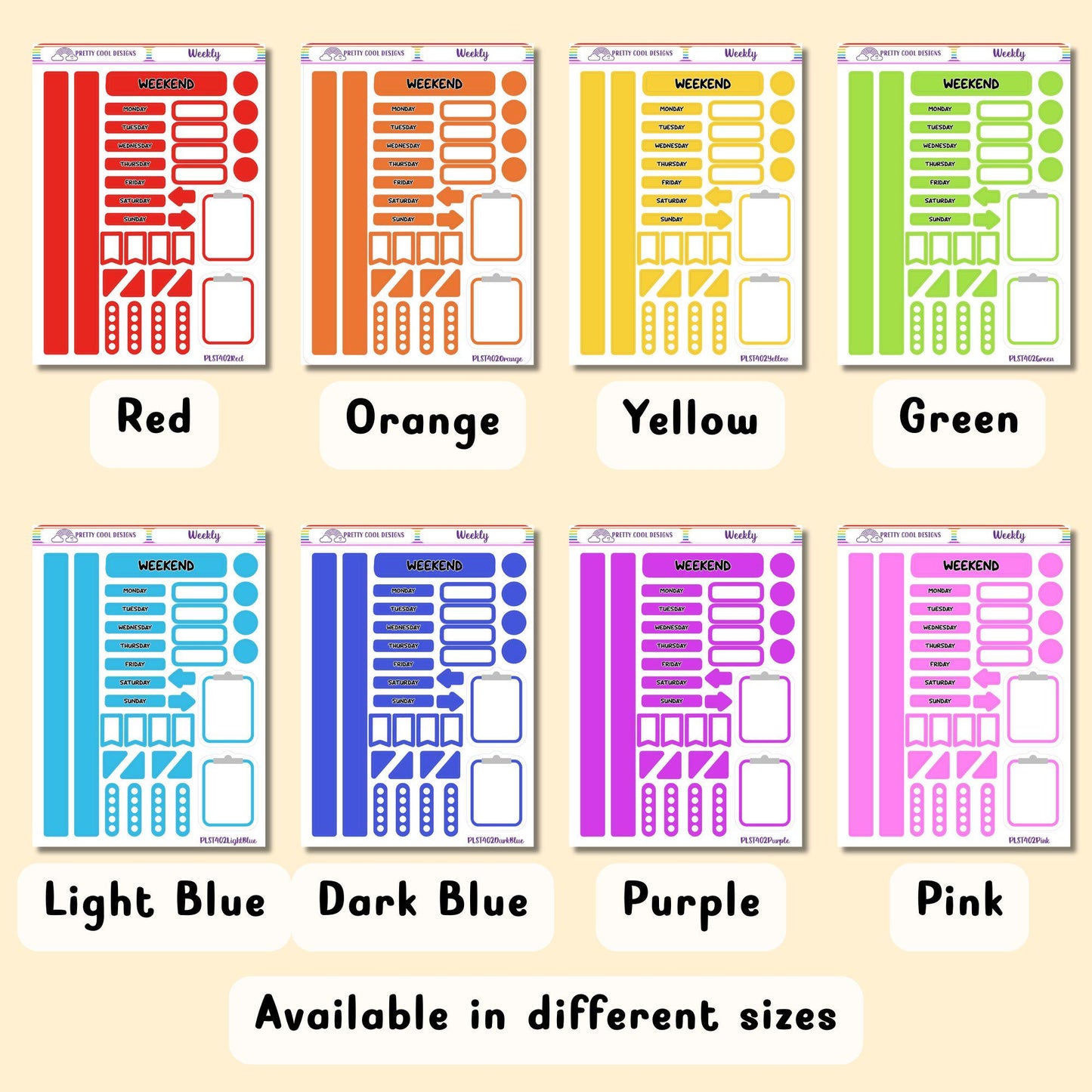 Weekly Planner Stickers: Colour-Coded Functional Decorative Labels