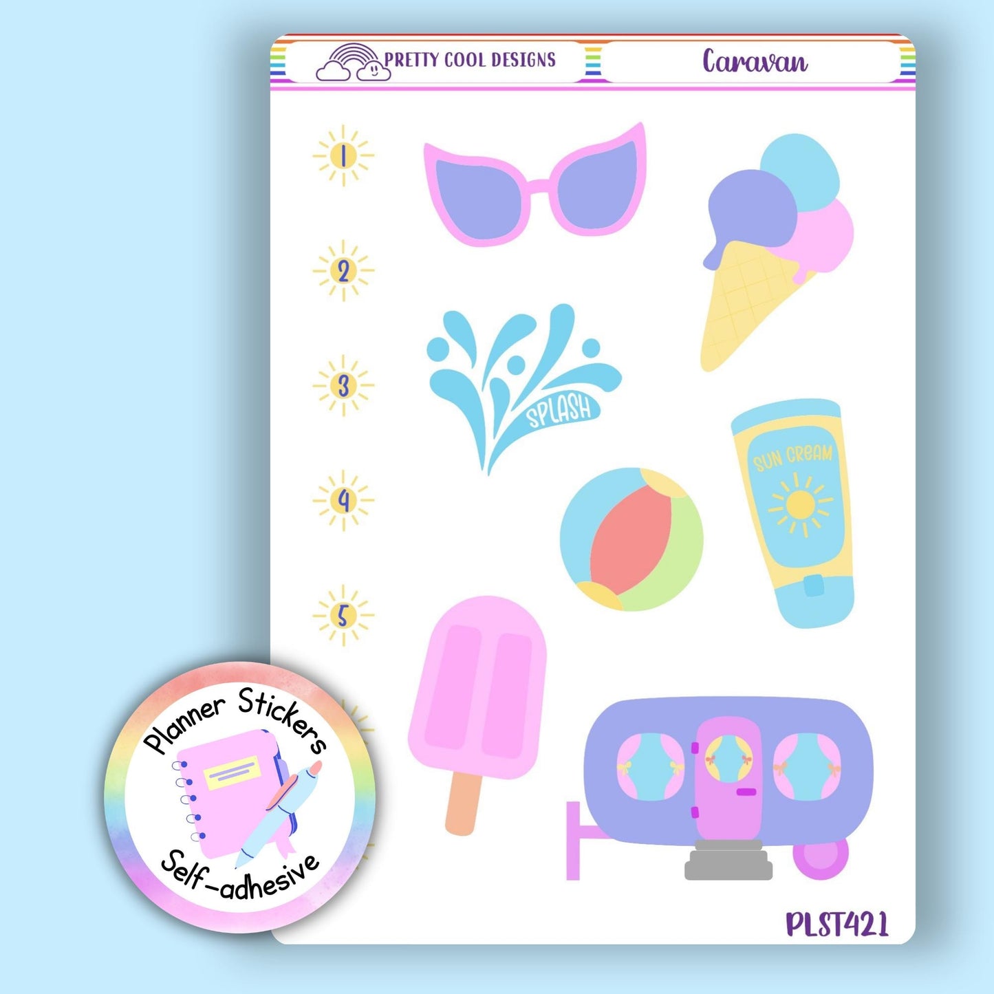 Summer Caravan Holiday Planner Stickers Travel Staycation