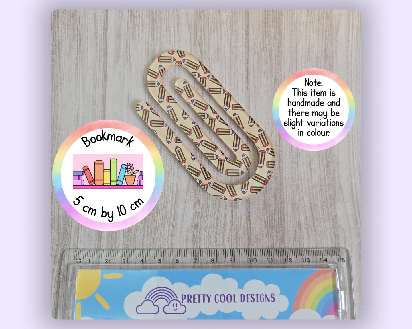 Jumbo Paperclip Bookmark Hand drawn Pencil Pattern
