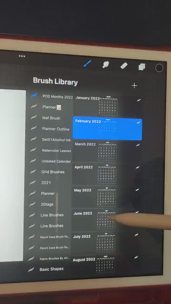 12 Calendar Month Stamp Brushes for Procreate Digital Download