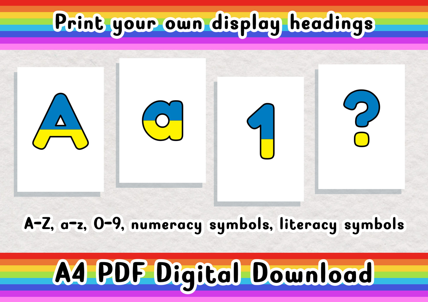 Printable display bulletin letters numbers and more: Ukraine Flag print and cut