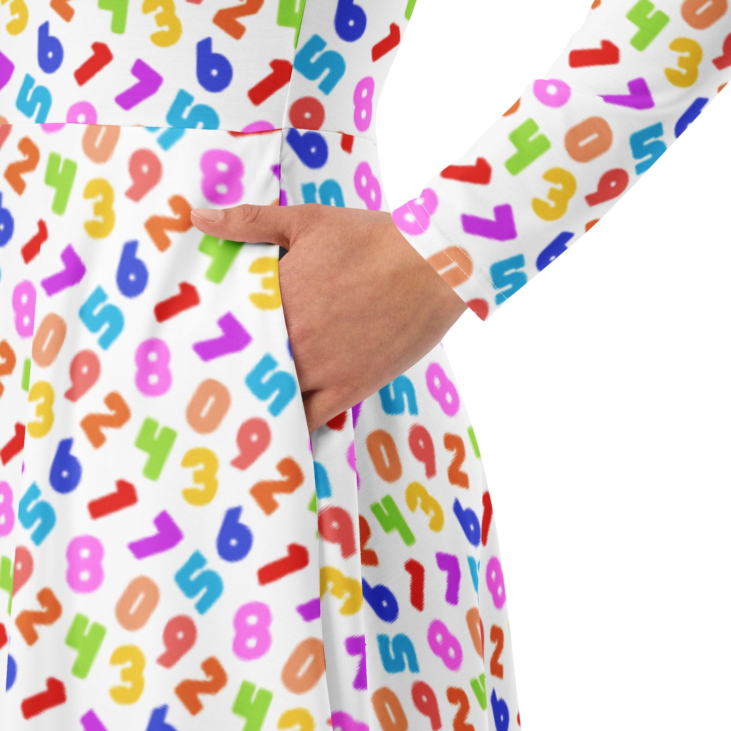 All-over print long sleeve midi dress