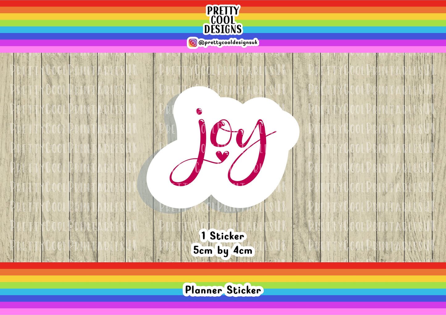 Joy Heart Red Motivational Word Typography Sticker (NOT WATERPROOF)