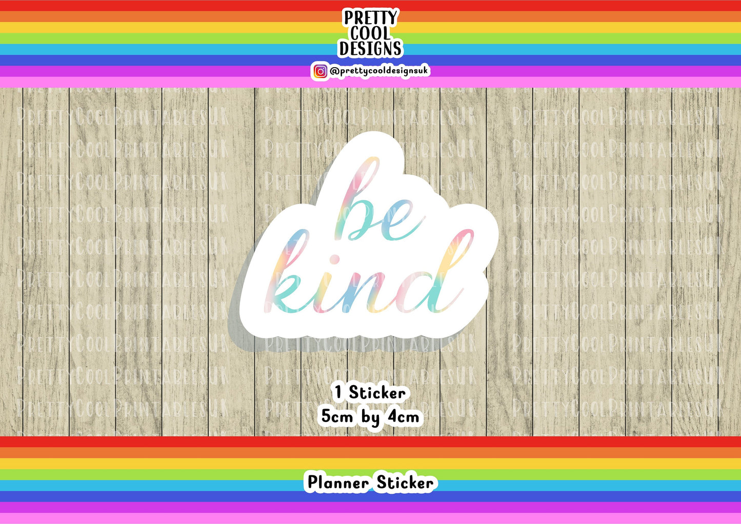 Be Kind Positive Motivational Word Typography Sticker (NOT WATERPROOF)