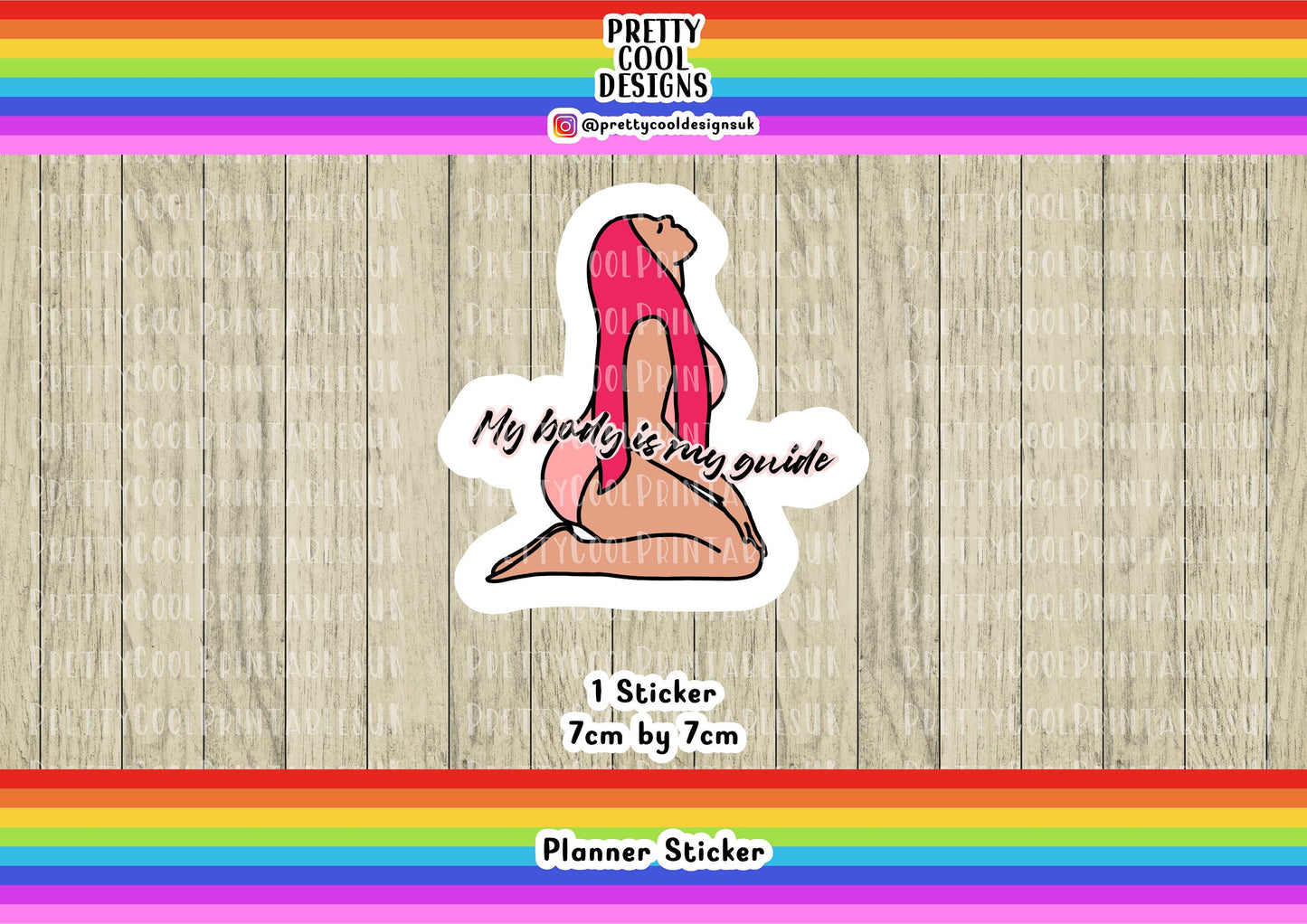 My Body is my Guide Body Positive Motivational Word Typography Sticker (NOT WATERPROOF)