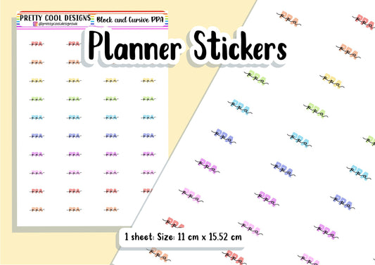 PPA Teacher Planner Stickers UK - 1 Sheet - Block and Cursive Handdrawn