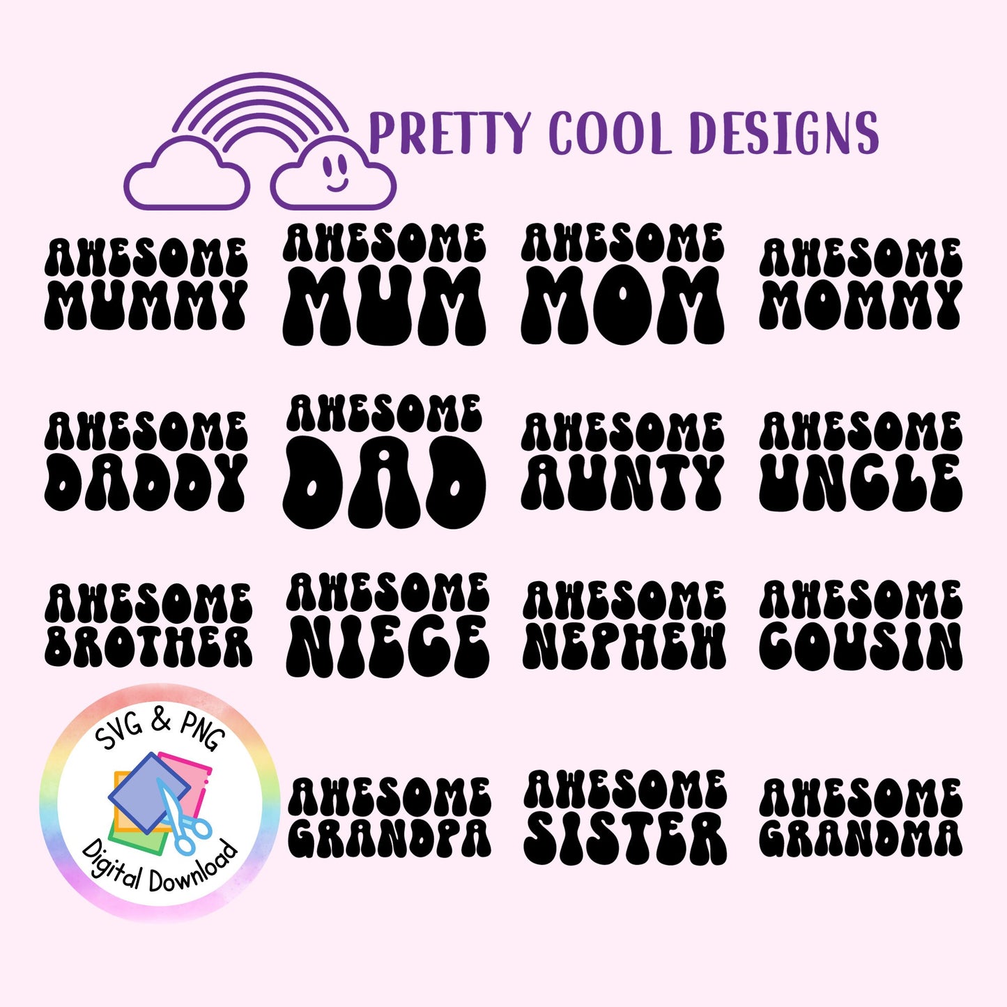 SVG Digital File Download Collection Awesome Family Matching Gifts