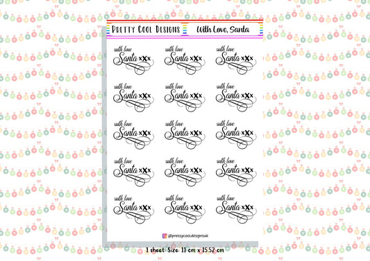 Santa Christmas Stickers: Gift Tag Labels - 15/Sheet