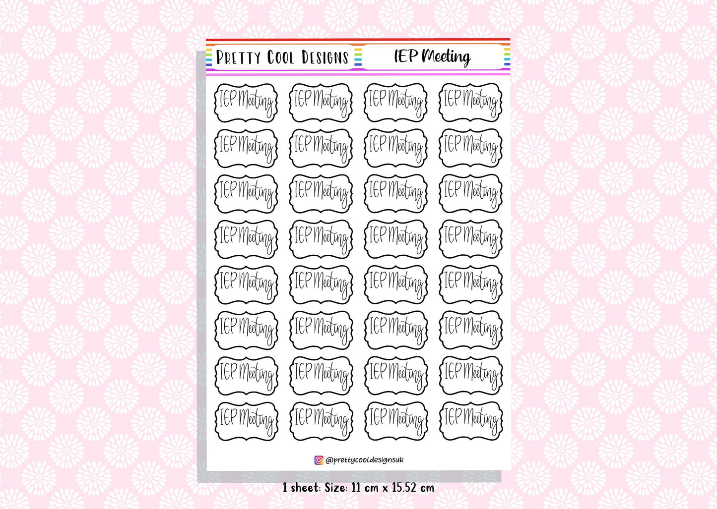 32 IEP Meeting SEN Teacher Planner Stickers UK - 1 Sheet
