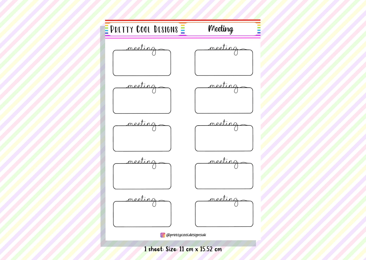 10 Meeting Teacher Family Work Planner Stickers UK - 1 Sheet