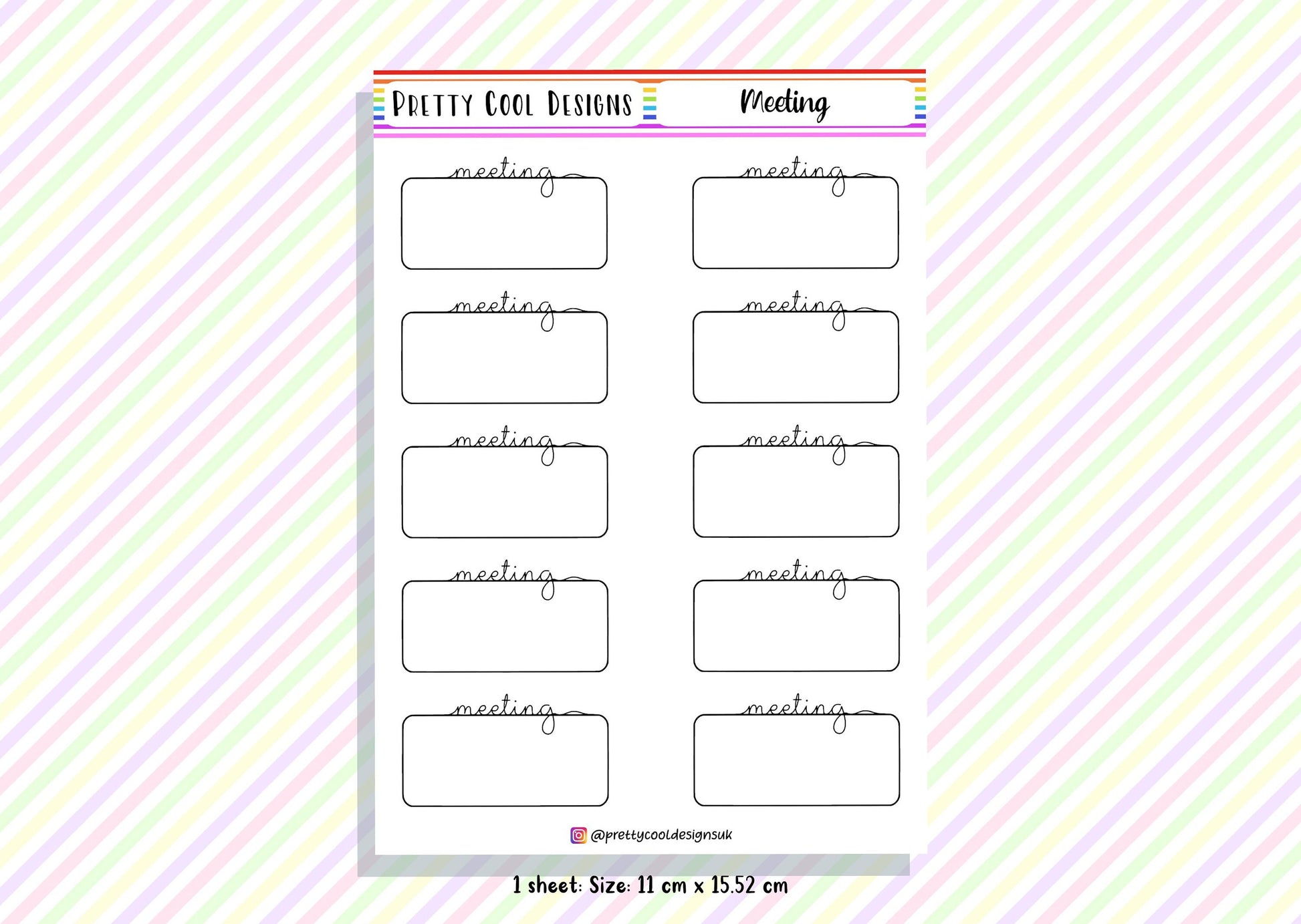 10 Meeting Teacher Family Work Planner Stickers UK - 1 Sheet