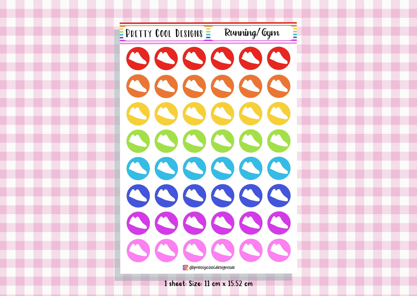 48 Gym, Running, Workout Planner Stickers UK - 1 Sheet