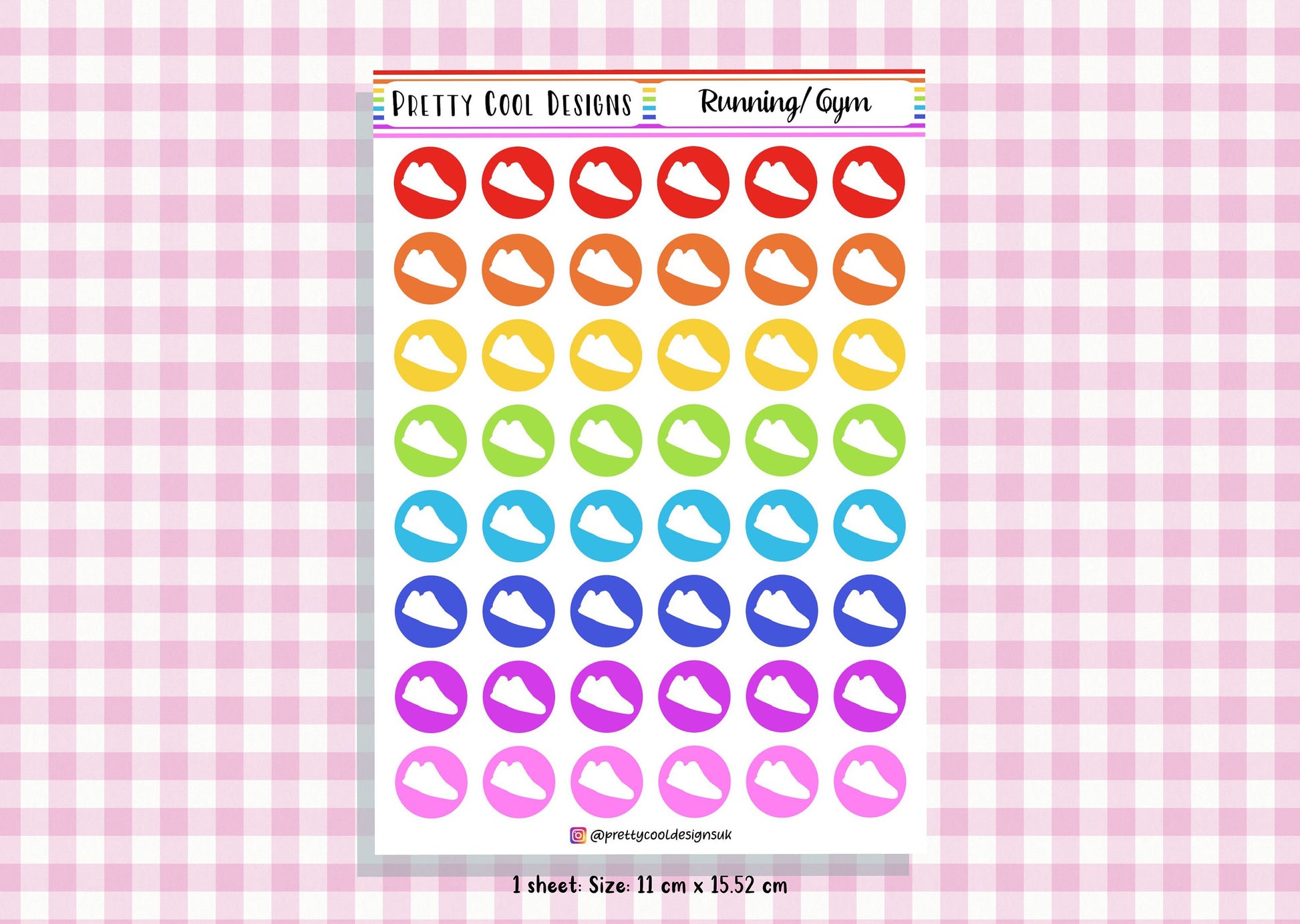 48 Gym, Running, Workout Planner Stickers UK - 1 Sheet