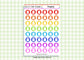 48 Rainbow Shopping, Groceries Planner Stickers UK - 1 Sheet