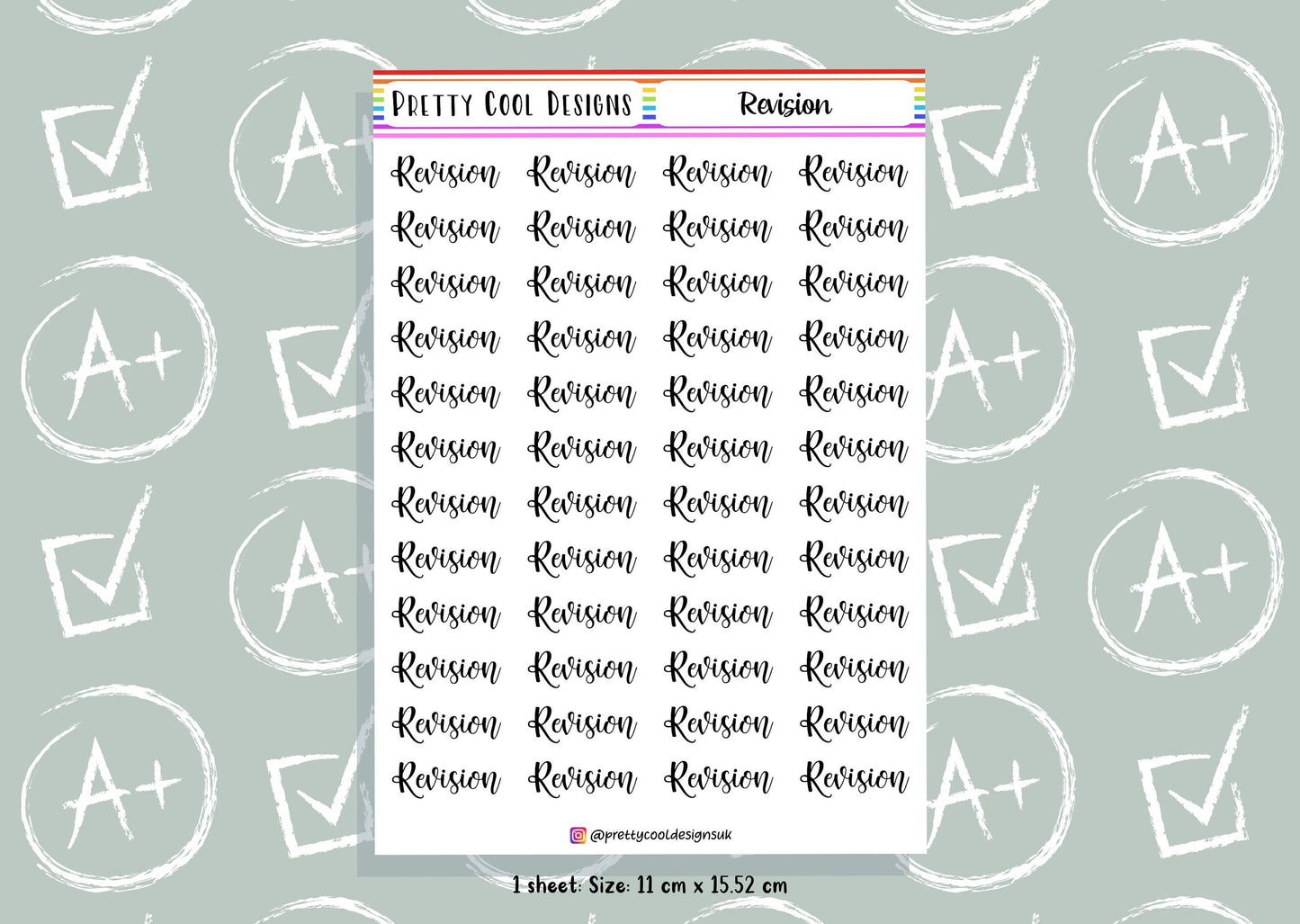 48 Revision Teacher Student Planner Stickers UK - 1 Sheet