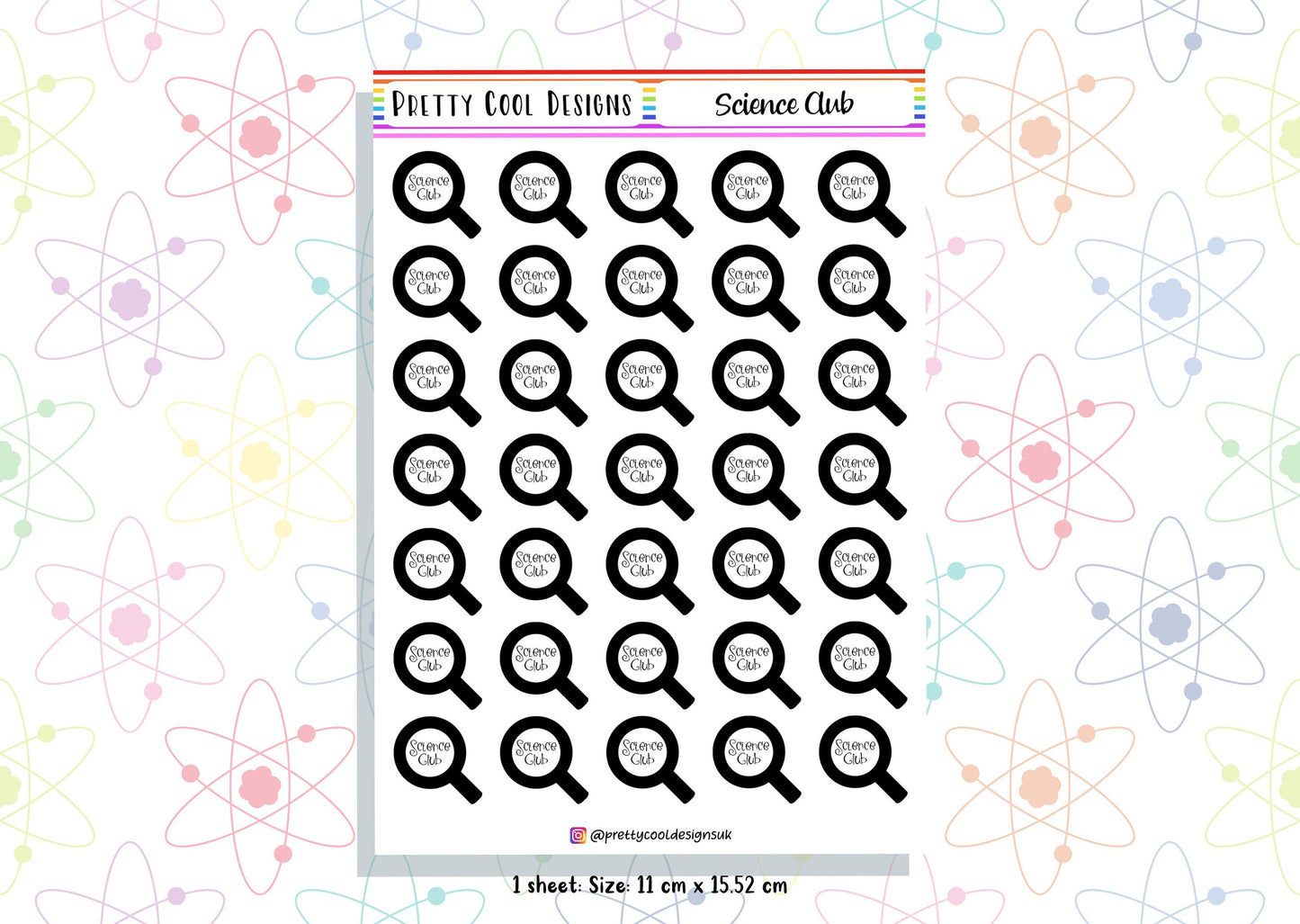 Science Club Teacher Family Mum Planner Stickers UK - 1 Sheet