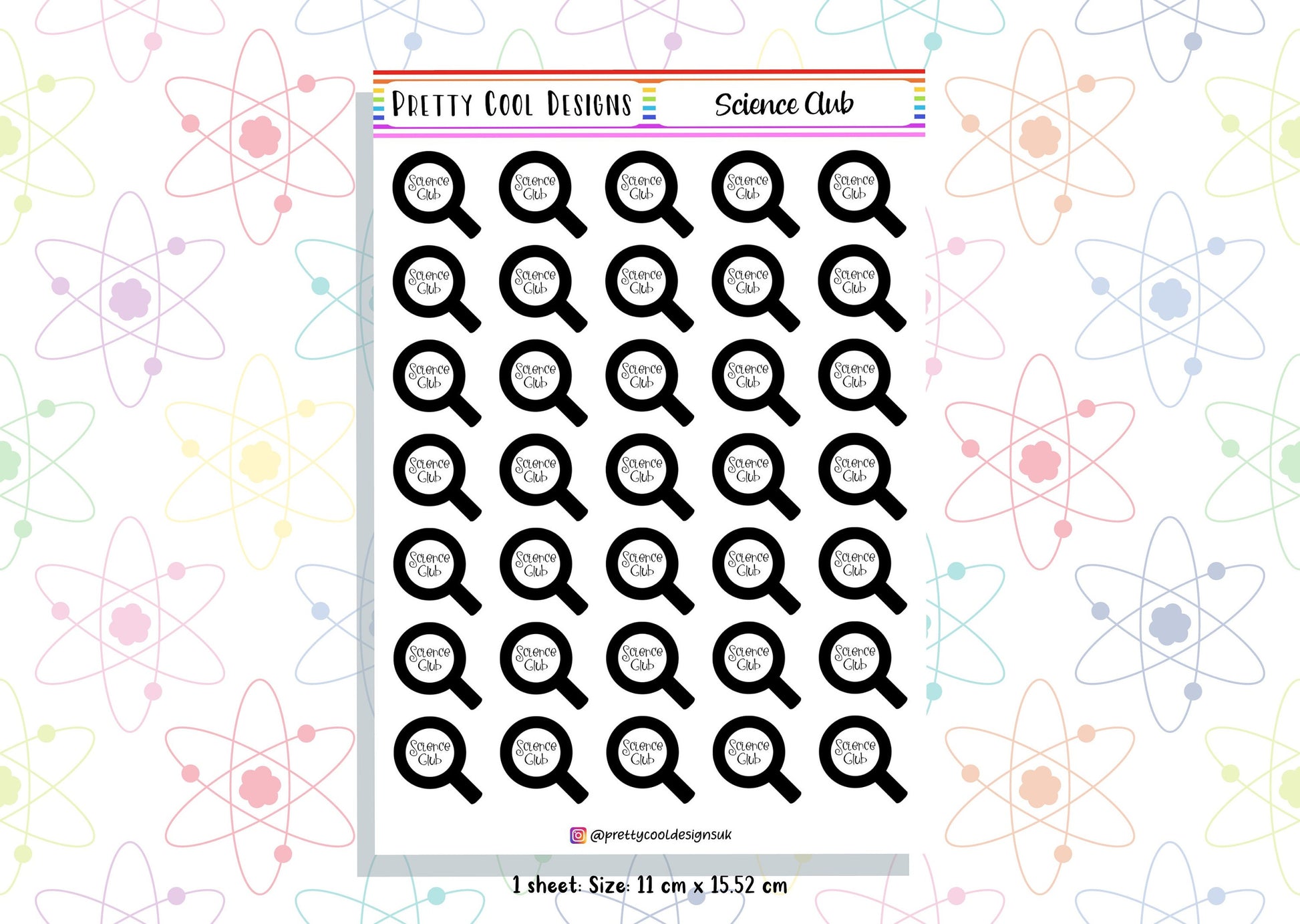 Science Club Teacher Family Mum Planner Stickers UK - 1 Sheet