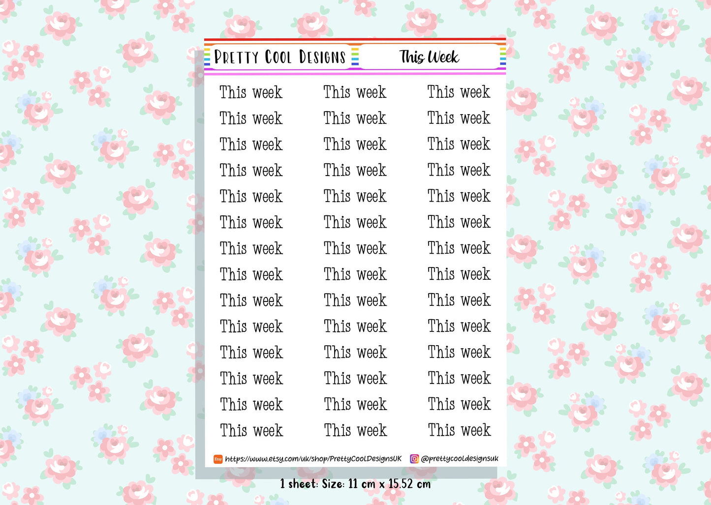 42 This Week Teacher Planner Stickers UK - 1 Sheet