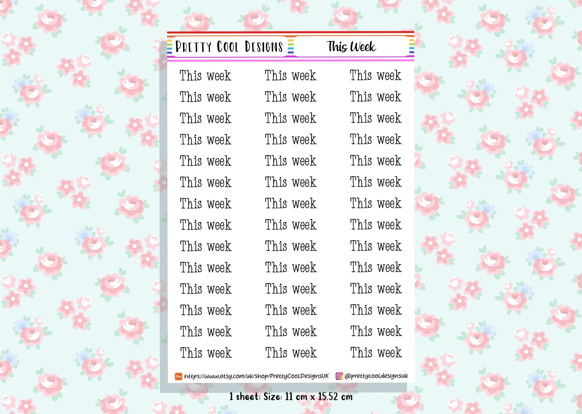 42 This Week Teacher Planner Stickers UK - 1 Sheet