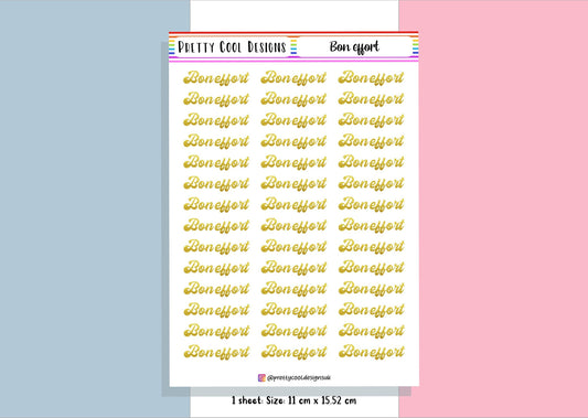 42 Bon Effort French Teacher Planner Stickers UK - 1 Sheet