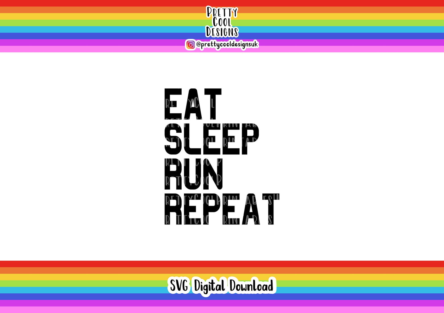 Runner SVG Digital File Download Eat Sleep Run Repeat Exercise Craft Maker