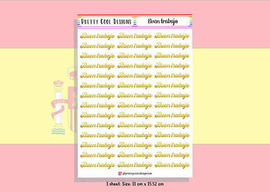 42 Buen Trabajo Spanish Reward Teacher Planner Stickers UK - 1 Sheet