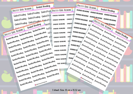 36 Guided Reading Planner Stickers UK with Font Choices - 1 Sheet