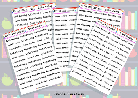 Guided Reading Planner Stickers UK with Font Choices - 1 Sheet