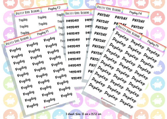30 Payday Planner Stickers UK with Font Choices - 1 Sheet
