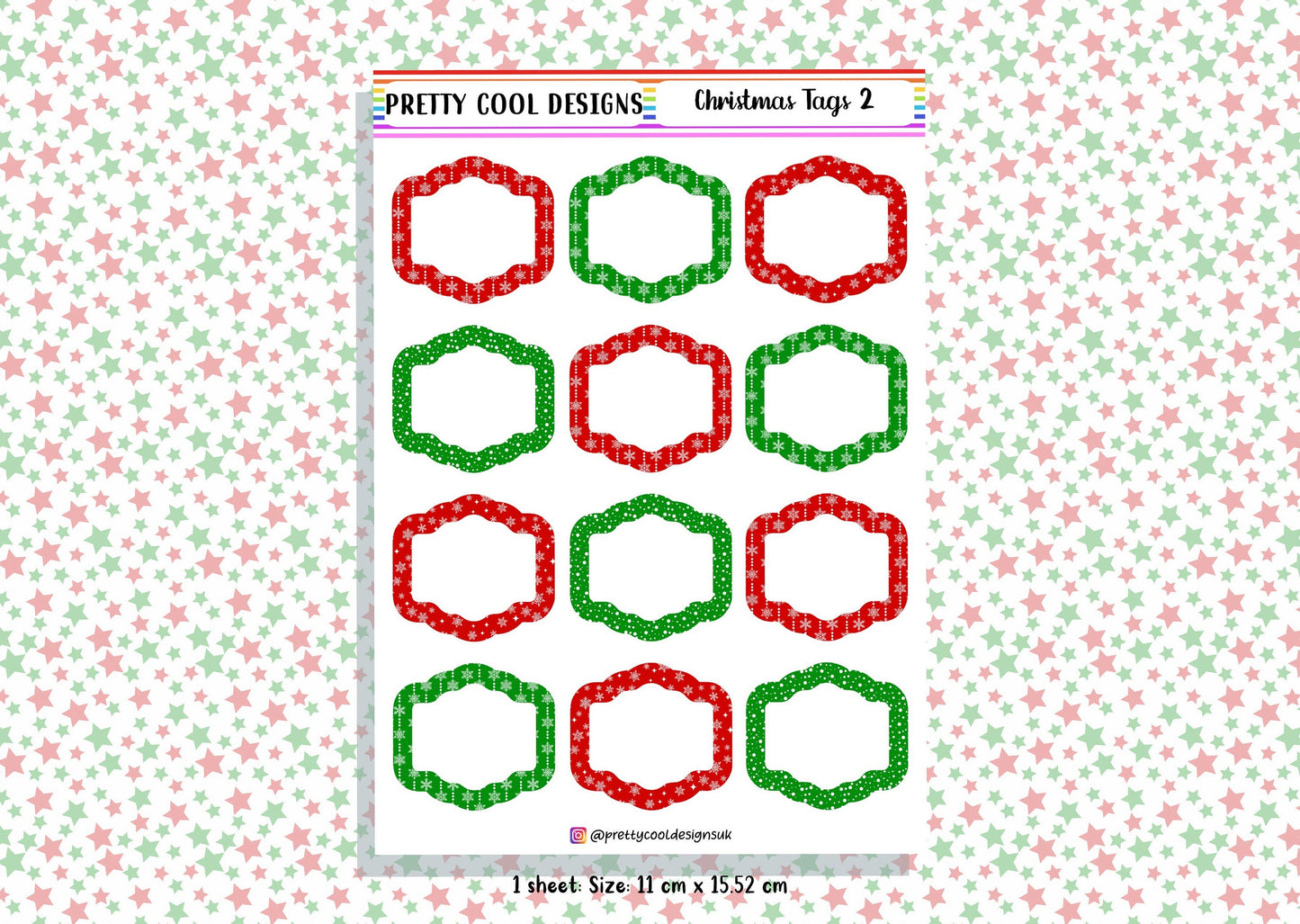 12 Christmas Present/ Gift Tag Stickers UK - 1 Sheet