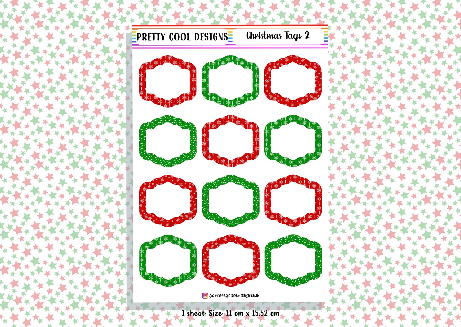12 Christmas Present/ Gift Tag Stickers UK - 1 Sheet