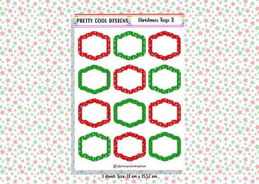 12 Christmas Present/ Gift Tag Stickers UK - 1 Sheet