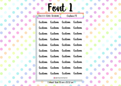 40 Personalised Custom Word in Planner Stickers UK with Font and Colour Choices - 1 Sheet