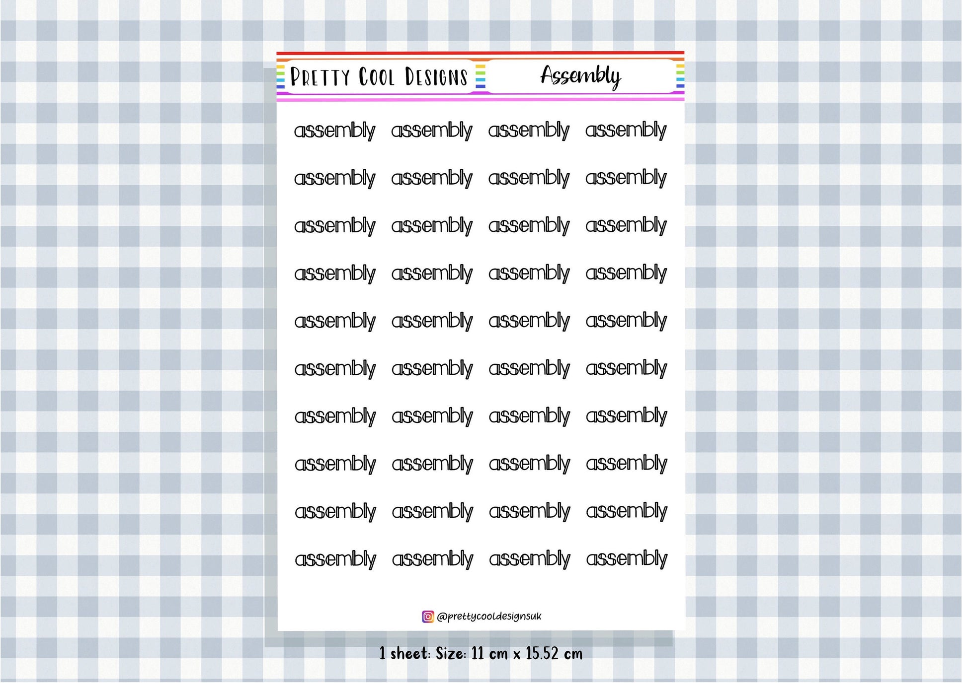 40 Assembly Teacher Planner Stickers UK - 1 Sheet