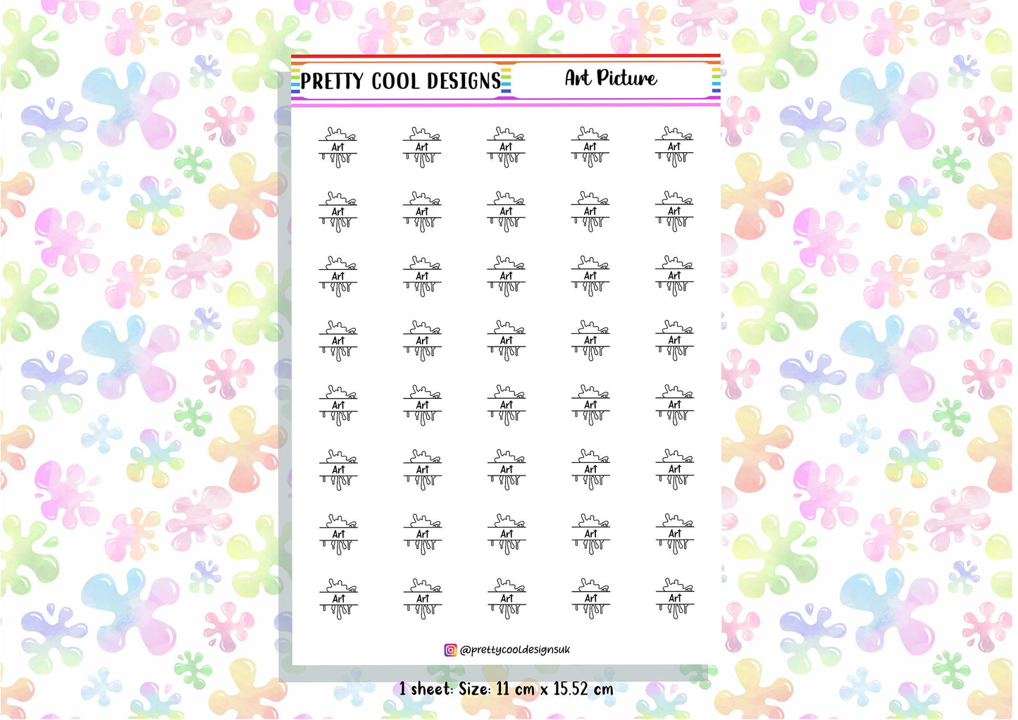 Art Subject Teacher Student Planner Stickers UK - 1 Sheet