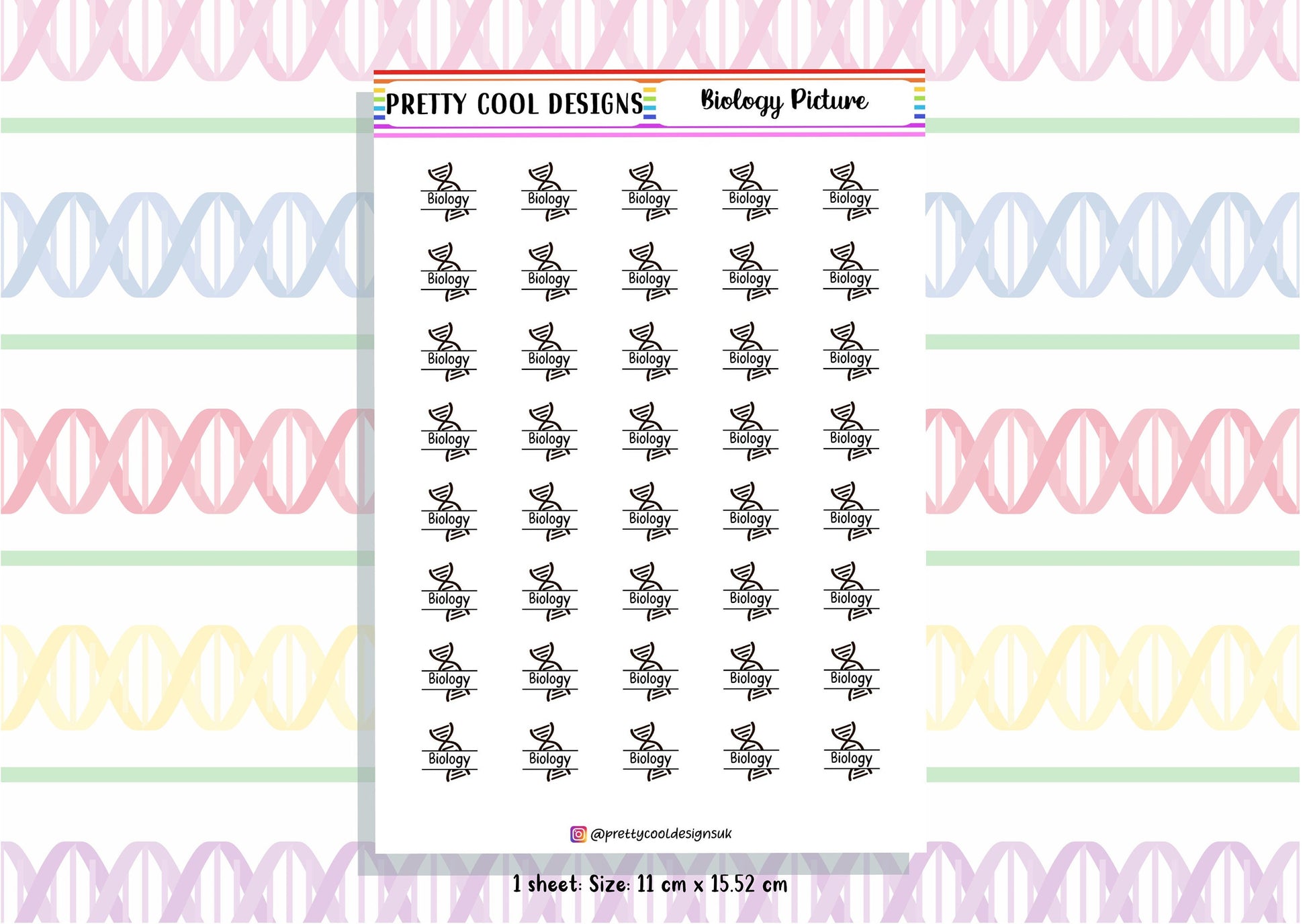 Biology Science Subject Teacher Student Planner Stickers UK - 1 Sheet