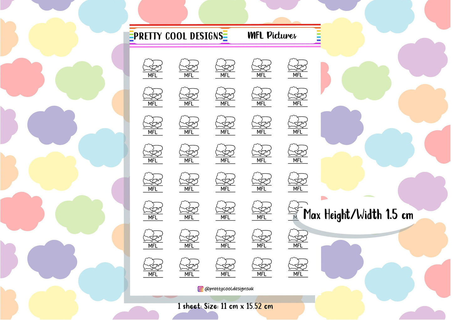MFL Subject Teacher Student Planner Stickers UK - 1 Sheet