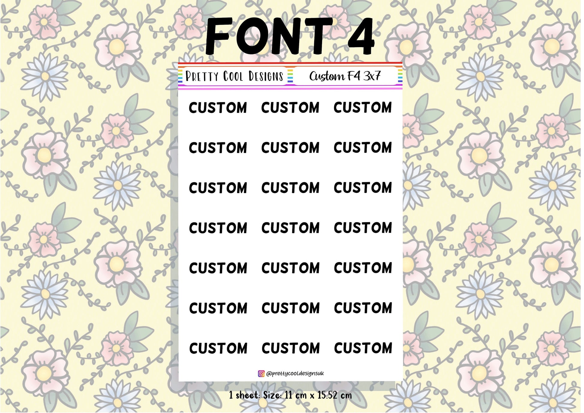 21 Personalised Custom Word in Planner Stickers UK with Font and Colour Choices - 1 Sheet