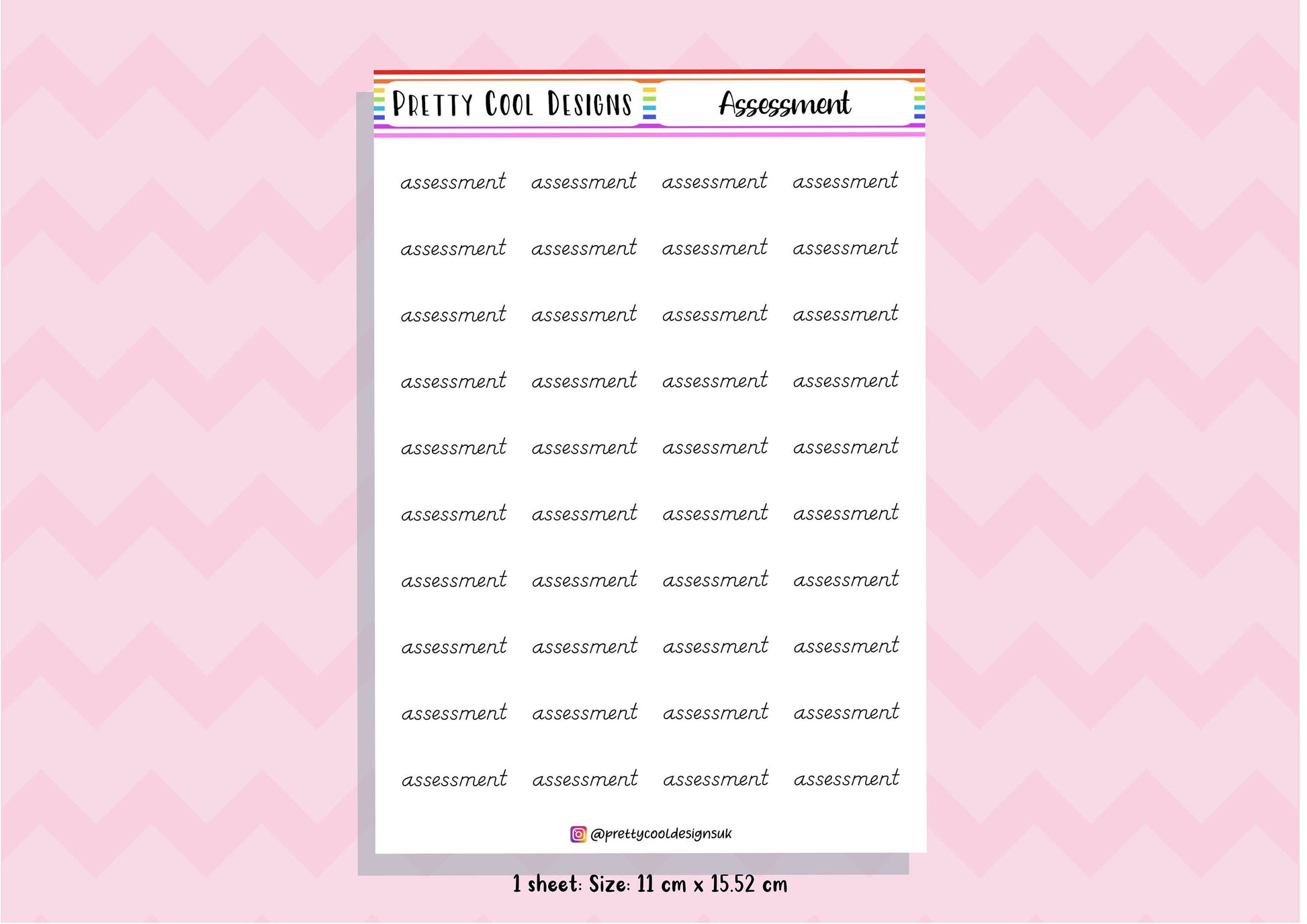 40 Assessment Teacher Planner Stickers UK - 1 Sheet