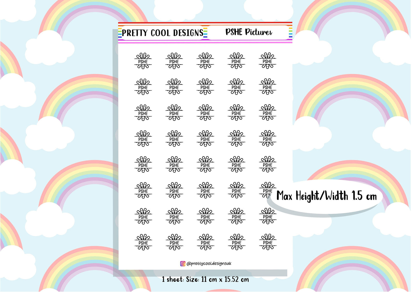 PSHE Subject Teacher Student Planner Stickers UK - 1 Sheet