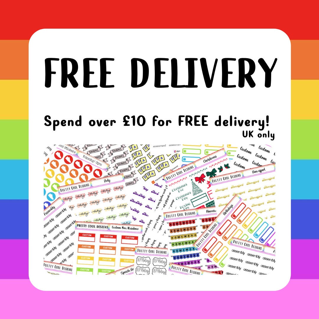 Rainbow Saturday Planner Stickers UK | Student | Teacher | Nurse | One Sticker Sheet