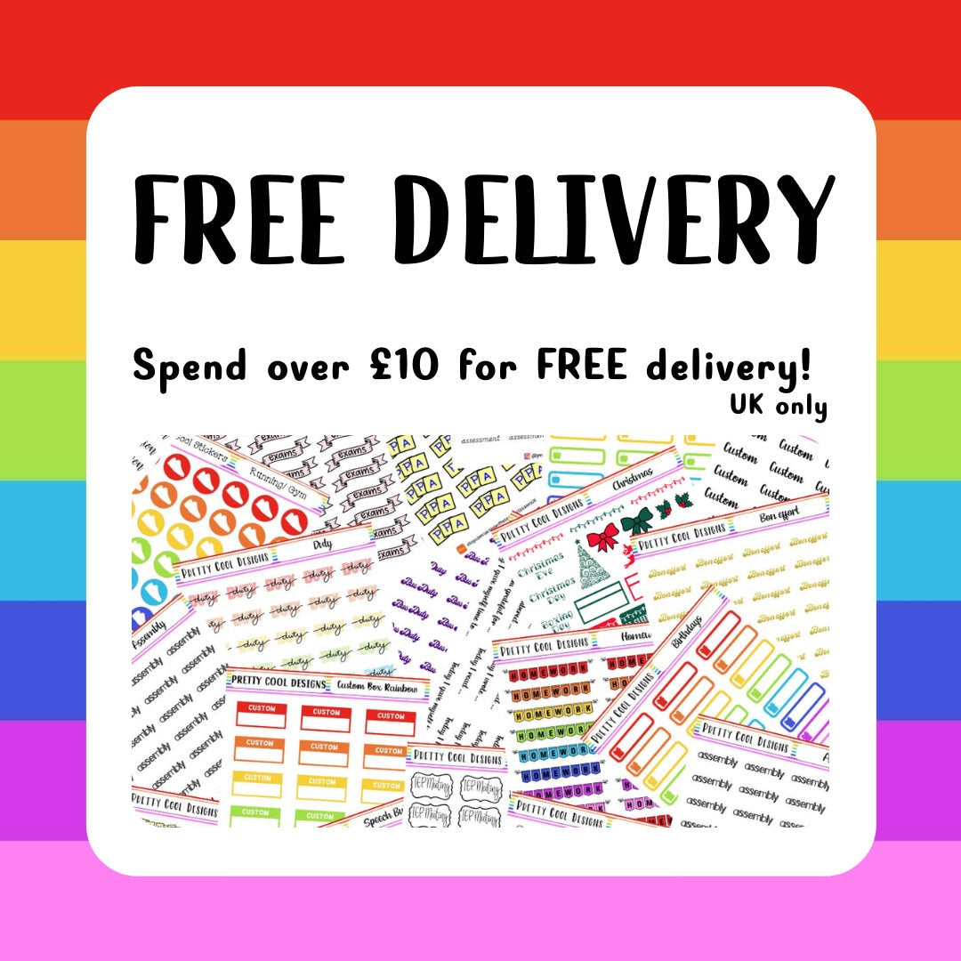 33 Rainbow Birthday Planner Stickers UK - 1 Sheet