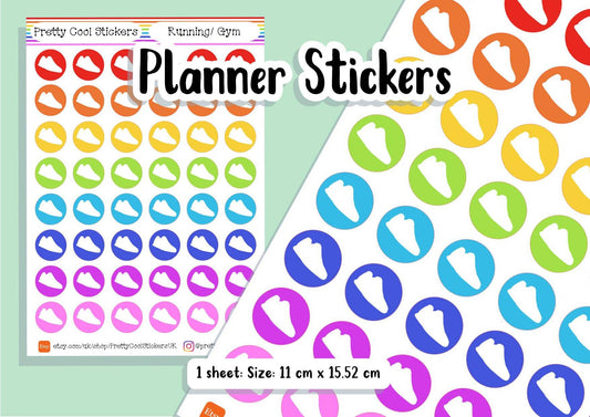 48 Gym, Running, Workout Planner Stickers UK - 1 Sheet