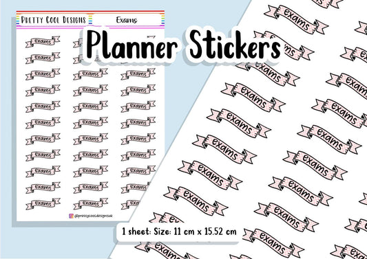 33 Exams Teacher Student Planner Stickers UK - 1 Sheet