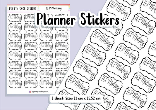 32 IEP Meeting SEN Teacher Planner Stickers UK - 1 Sheet